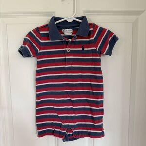 Ralph Lauren Red & Blue Striped Baby Boy Bodysuit - Size 9 months